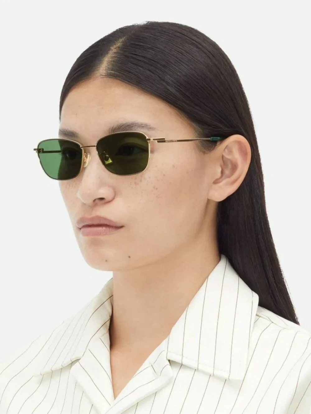 Bottega Veneta Men Sunglasses Gold Green Rectangle BV1300S 002 NEW AUTHENTIC